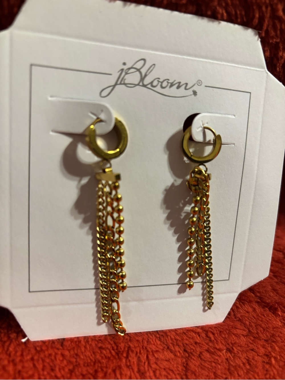 Retired J bloom Gold Chain Fringe Drop Earrings